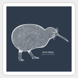 Kiwi Bird with Common and Latin Names - animal ink design Sticker